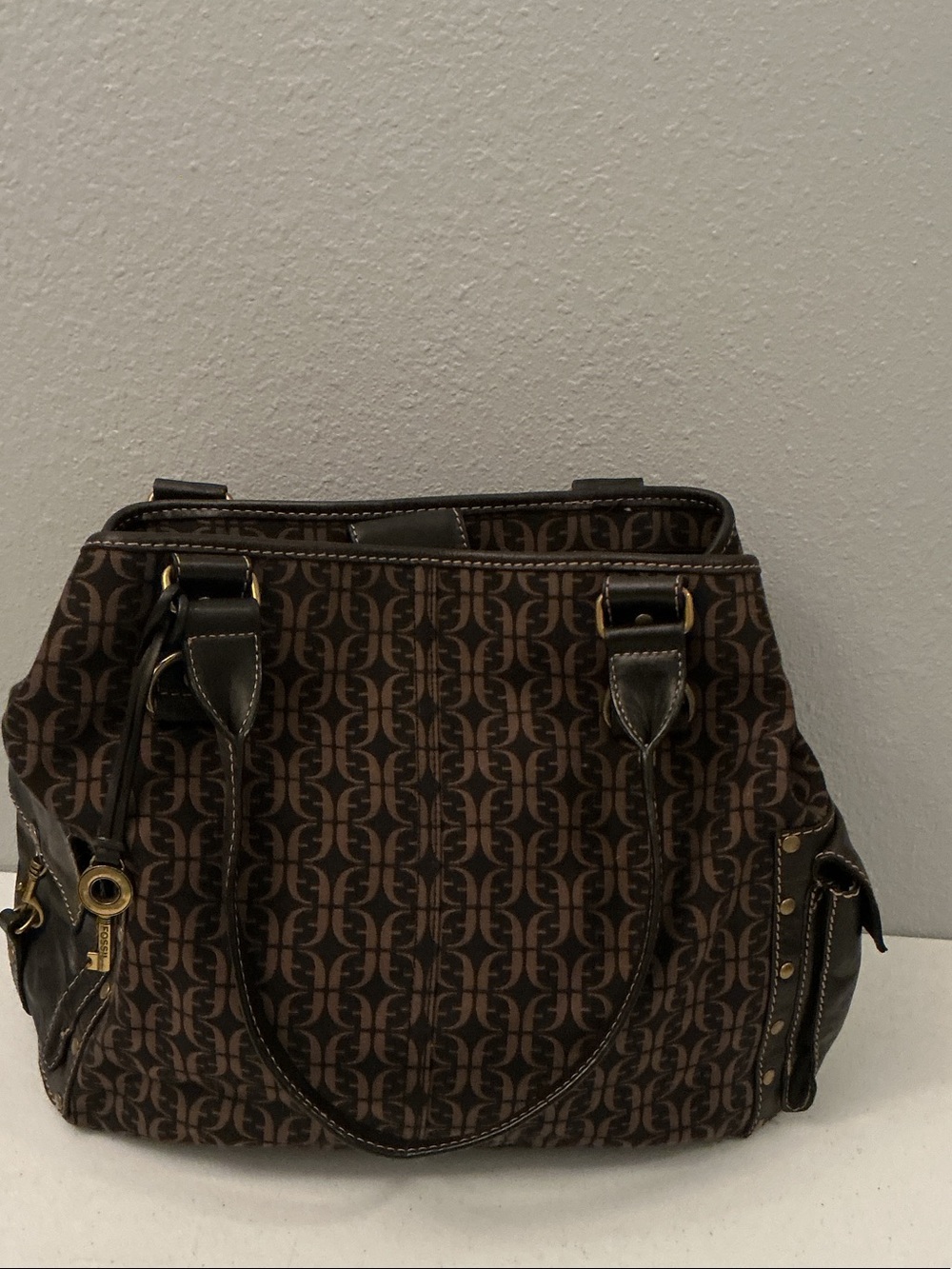 Fossil Brown Monogram Shoulder Bag
